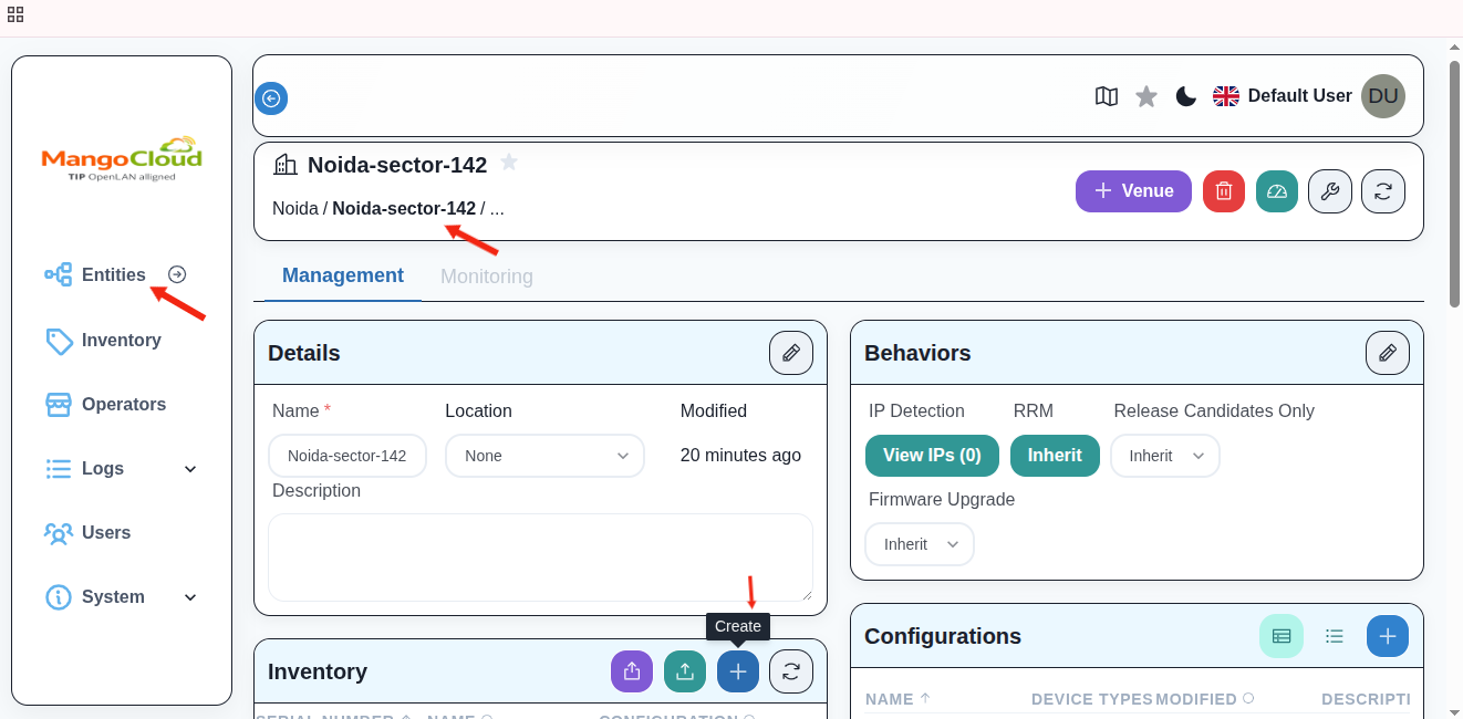 Venue inventory create