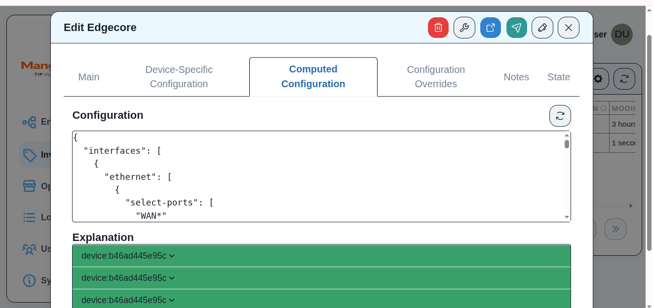 Push configuration