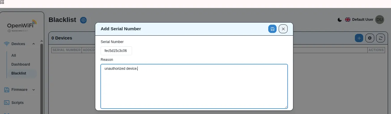 Blacklist create form
