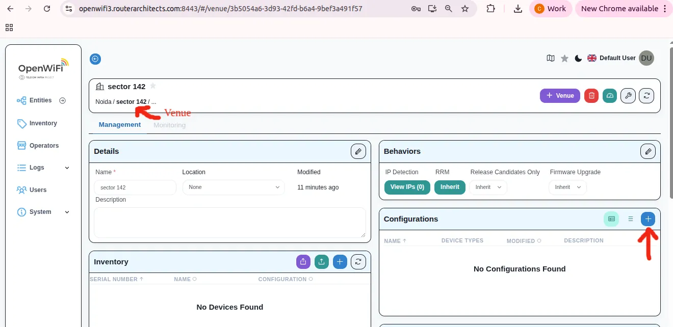 Add configuration at Venue level