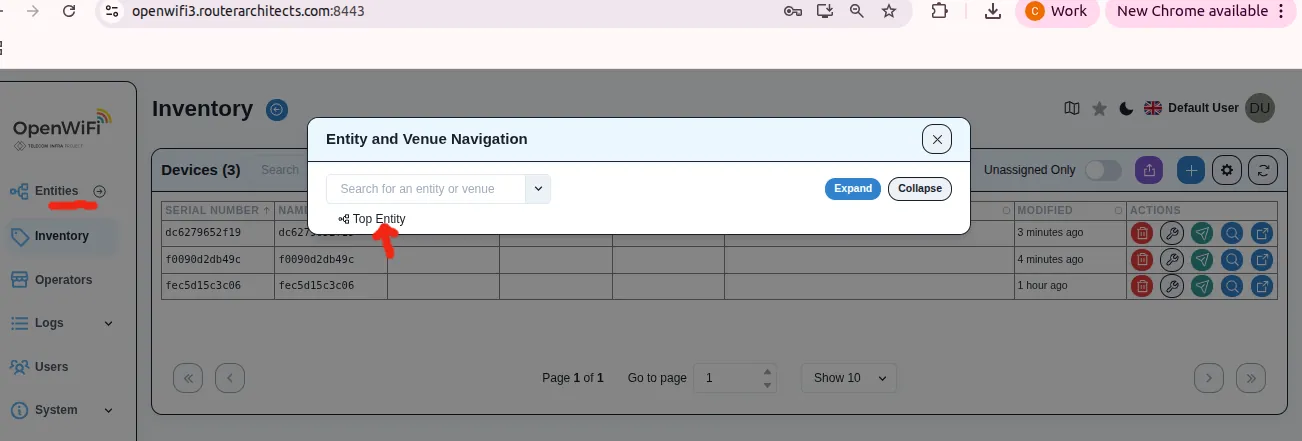 Top Entity selection