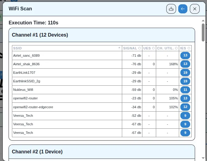 Wi-Fi scan results