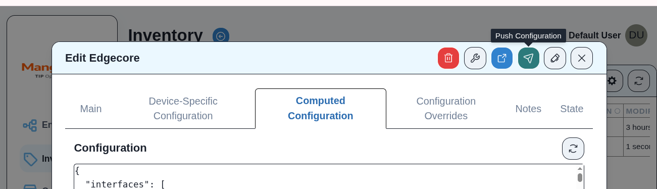 Configuration push status